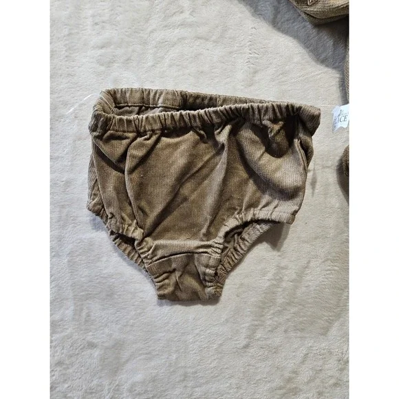 The Children's Place 24M Corduroy Dress & Bloomers Set Brown Ruffle Hem Floral - Picture 7 of 12